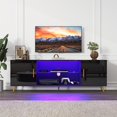 ChVans TV Stand for 80 inch TV with LED Lights, High Gloss
