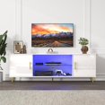 ChVans TV Stand for 80 inch TV with LED Lights, High Gloss