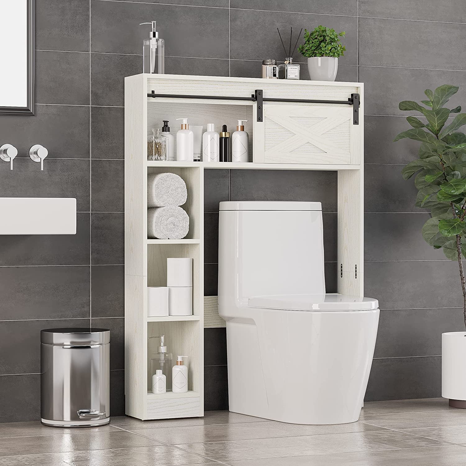 ChVans over the Toilet Bathroom Storage Cabinet, Sliding Barn Door 4 ...