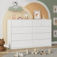 thumbnail image 1 of ChVans White Malm 10 Drawers Dresser for Bedroom, 55" Wide 37" Tall Dresser with 10 Drawers, Modern Large Wood Chest of Drawer Handle Free, Living Room, Entryway, Hallway, White, 1 of 6