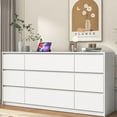 thumbnail image 1 of ChVans White 9 Drawers Dresser with Charging Station, 63" Long Modern Dresser with 9 Drawers for Bedroom, Large Wood Chest of Drawers Handle Free, Dresser for Bedroom, Living Room, Hallway, 1 of 10