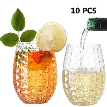ChYoung 12 oz Stemless, Shatterproof Plastic Wine Glasses (Set of 10)