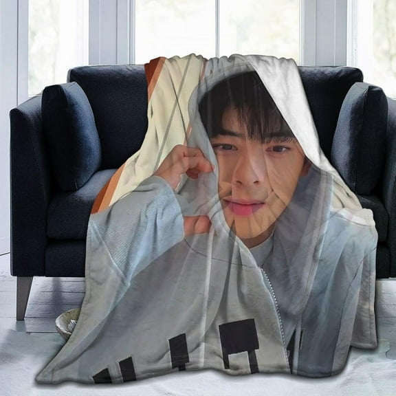 Cha Eun Woo Fleece Blanket Throw Blanket for Couch - Cozy Luxury Bed Blanket Microfiber and Throws for Sofa