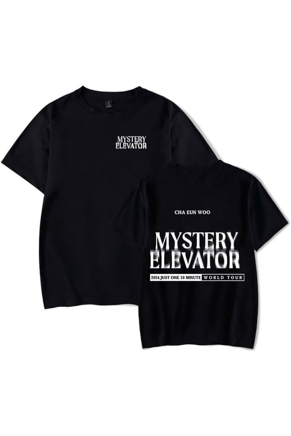 Cha Eun Woo Just One 10 Minute Mystery Elevator Tour Merch Short Sleeve T-shirt Unisex Fashion Crew Neck Top