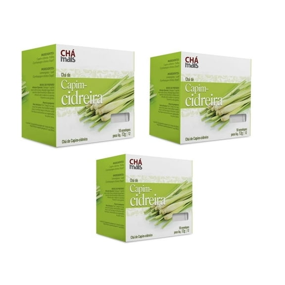 Cha Mais Capim Cidreira Pack 3x12g Lemongrass Leaf Brazilian Tea Brazil in Texas Bundle