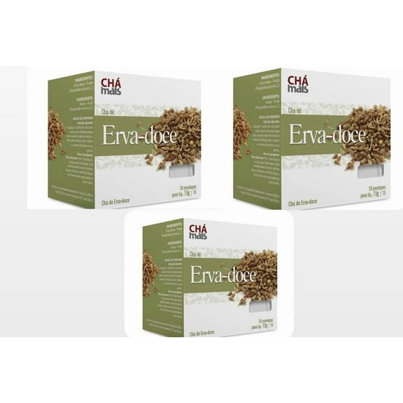 Cha Mais Erva-Doce - Brazilian Fennel Herbal Tea | Pack of 3x15g | Brazil in Texas | Bundle