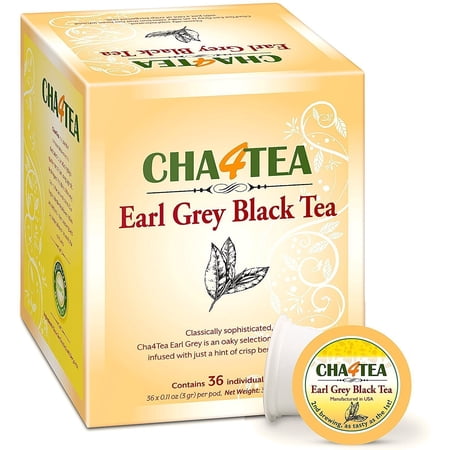Cha4TEA 36-Count Earl Grey Tea K Cups for Keurig K-Cup Brewers
