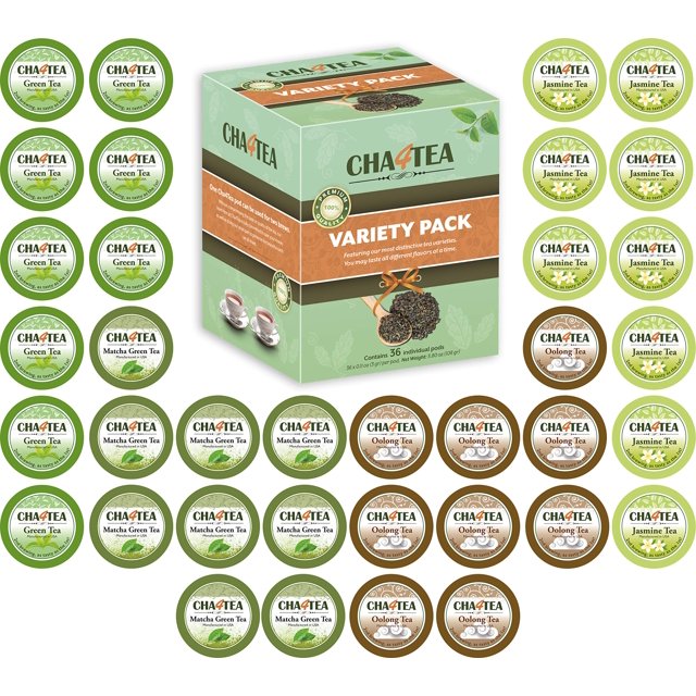 Cha4TEA Assorted Green Tea Pods for Keurig KCup Brewers (Matcha Green