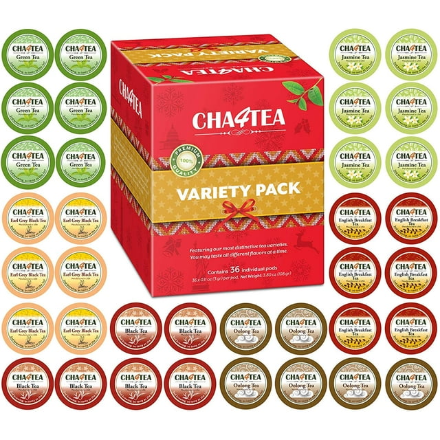 Cha4TEA Variety Tea Sampler Pack for Keurig KCup Brewers, Multiple