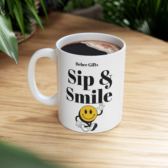 ChaChaCoo Cheerful Ceramic Mug - Sip & Smile | Gift for Coffee Lovers, Birthday, Office, Home Decor, Motivational Drinkware
