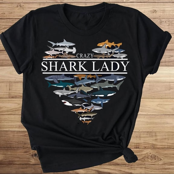 ChaChaCoo Crazy Shark Lady T-shirt Shark Lovers Gift For Womens Girls