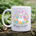 thumbnail image 1 of ChaChaCoo Floral Happy Easter bunny Coffee Mug, Perfect for Gift, Spring Home Decor, Ceramic Cup for Easter Celebration, 11oz, 1 of 6