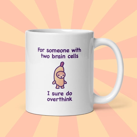 ChaChaCoo Funny Cat Meme Mug | Two Brain Cells | Self-Deprecating Ceramic Mug | Unique Gift for Best Friend, Girlfriend, Boyfriend - Her or Him