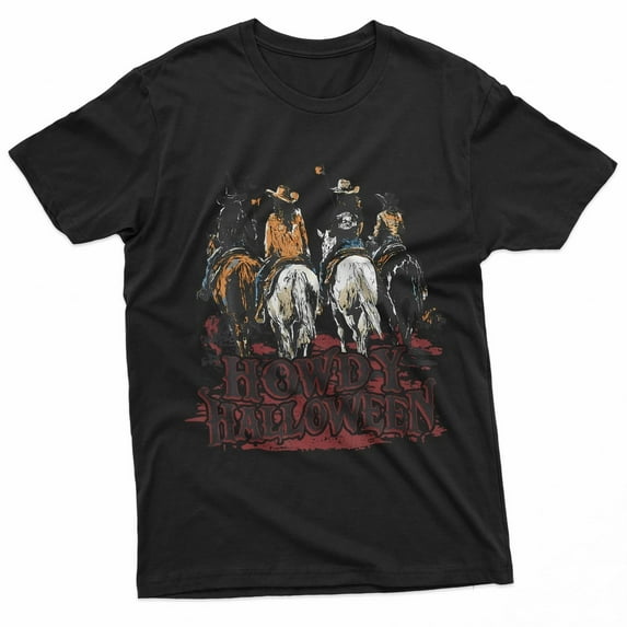 ChaChaCoo Howdy Halloween Funny Cowgirl Riding Spooky Season Horror T-Shirt