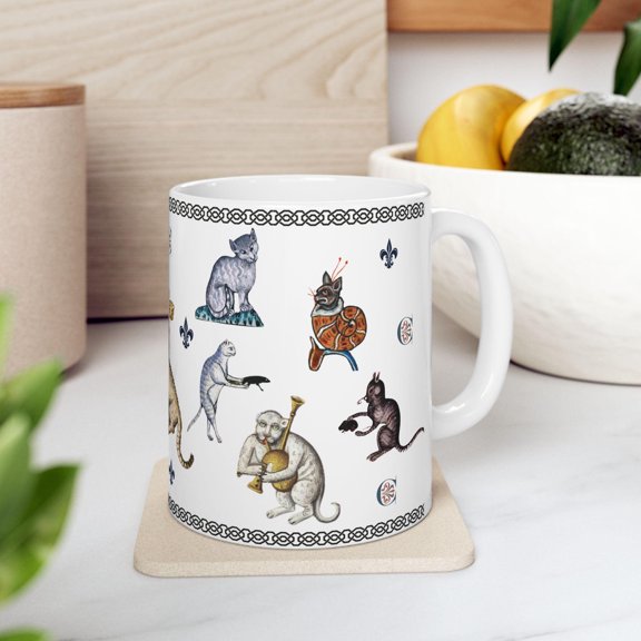 ChaChaCoo Medieval Cat Mug | Whimsical Cats in Medieval Art Style | Funny Historical Coffee Gift for Cat Lovers | Unique Renaissance-Inspired Cup