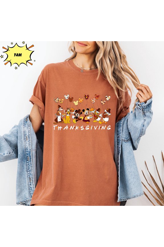 Thanksgiving T-Shirt, Funny Mickey Fall Graphic Tee, Unisex Holiday Top