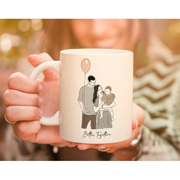 ChaChaCoo Unique Custom Mug with Your Photo - Hand-Drawn Line Art Design