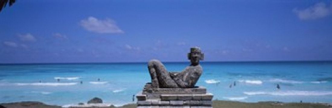 Chac Mool Altar Cancun Mexico Canvas Art - Panoramic Images (36 x 12)