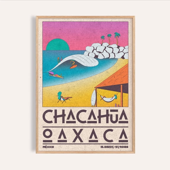 Chacahua Surf Scene Oaxaca Mexico Travel Wall Art Unframed Paper Poster 8x10in