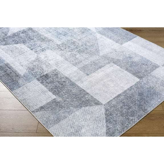 BoutiqueRugs Chachi Contemporary Area Rug - Machine Washable - Gray Blue, Navy Blue, Dark Gray - 9'2" x 12'4"