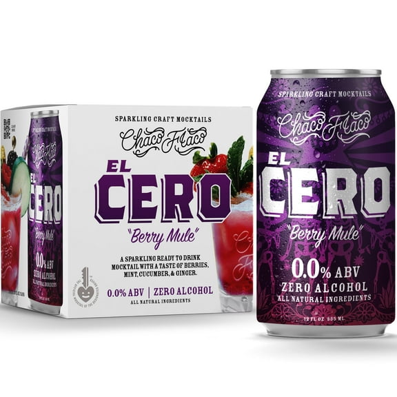 Chaco Flaco El Cero Berry Mule Non Alcoholic Cocktail, Gluten-Free Refreshing Drink, (12 fl oz Cans)