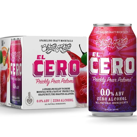 Chaco Flaco El Cero Prickly Pear Paloma – Sparkling Non Alcoholic Cocktail, Vegan Gluten Free Drink - 355ml (12 Fl Oz)