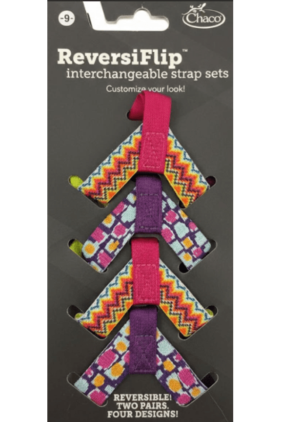 ReversiFlip Interchangeable Sandal Strap Set Reversible Designs, Two Styles (4 Straps)
