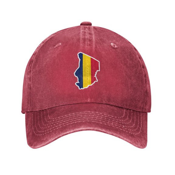 Chad Map Flag Adult Adjustable Classic Washed Casquette Cap Hat Baseball Cap For Man For Woman