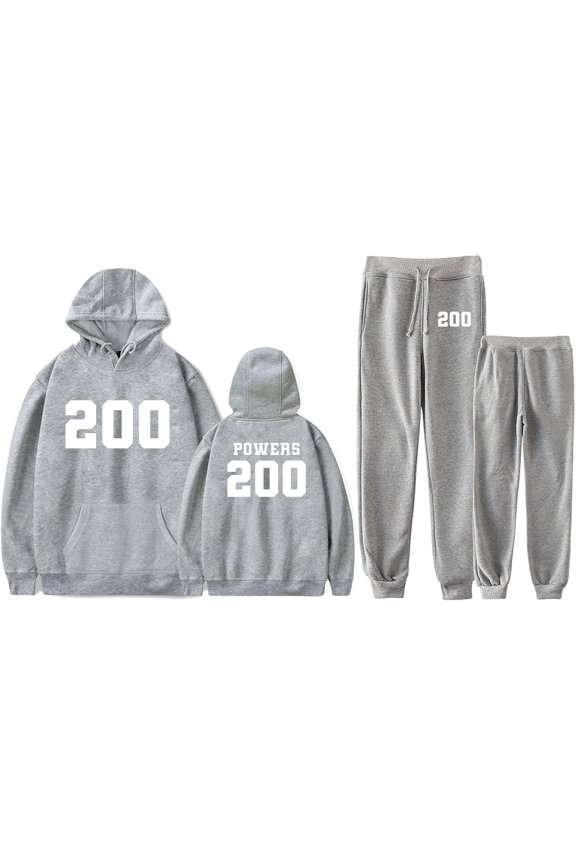 Chad Powers Number 200 Graphic Hoodie and Pants Set – Unisex TV Series Merch Drawstring Sweatshirt & Strap Sports Joggers