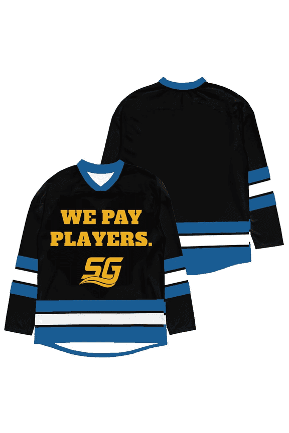 Chad Powers SG “We Pay Players” V-Neck Jersey Sweatshirt – Unisex Long Sleeve Cosplay Pullover, Athletic Style Y2K Winter Streetwear for Movie Fans