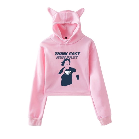Chad Powers Think Fast Run Fast Merch Cat Ear Hoodie – Women’s  Graphic Pullover Sweatshirt, Fashion Top for TV Series Fans