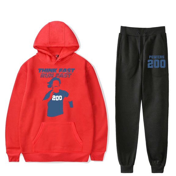 Chad Powers Think Fast Run Fast Merch Hoodie and Pants Set – Unisex TV Series Merch Drawstring Sweatshirt & Strap Sports Joggers