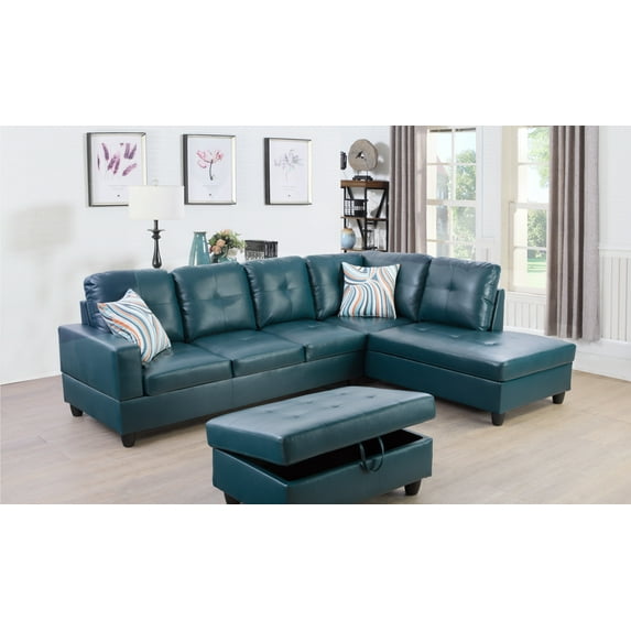 Chad Right Hand Sectional Sofa Set with ottoman