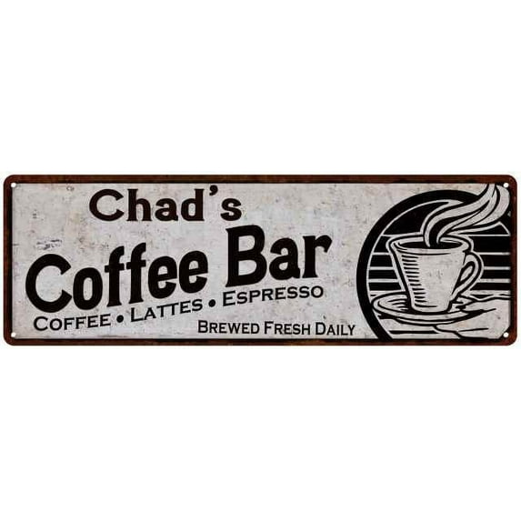Chad's Coffee Bar Sign Kitchen Decor 6x18 206180007326