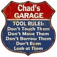 thumbnail image 1 of Chad's Garage Man Cave Rules Sign Shield Metal Gift 211110001046, 1 of 1