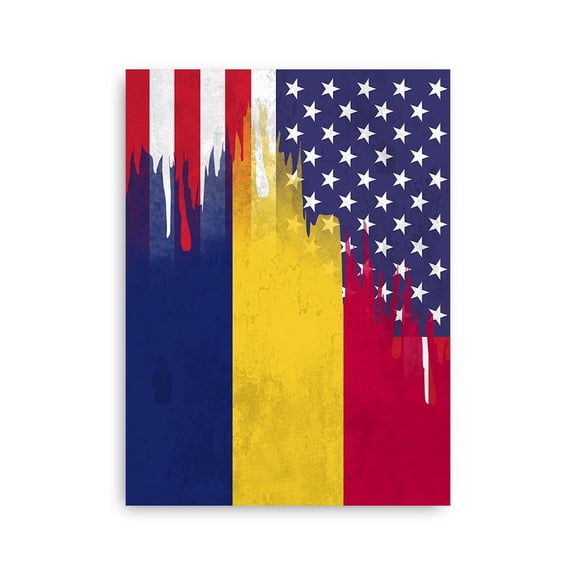 Chadian American Flag Wall Art Friendship USA Chad Roots Poster - 16x24 Inch Unframed