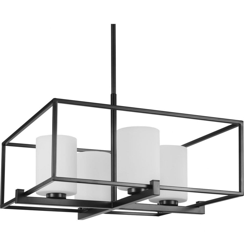 Chadwick Matte Black 4-Light Wall Bracket with Opal Glass Shades