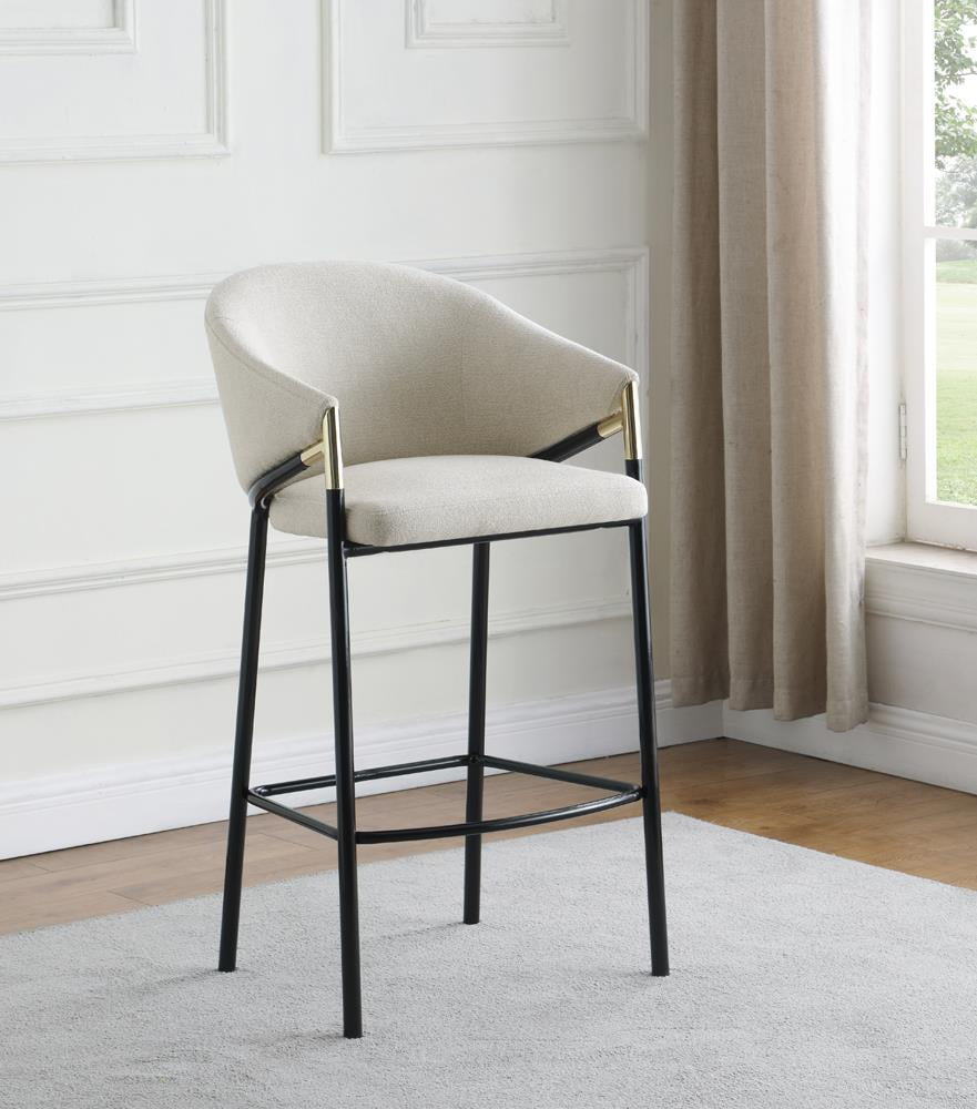 Chadwick Sloped Arm Bar Stools Beige and Glossy Black (Set of 2 ...