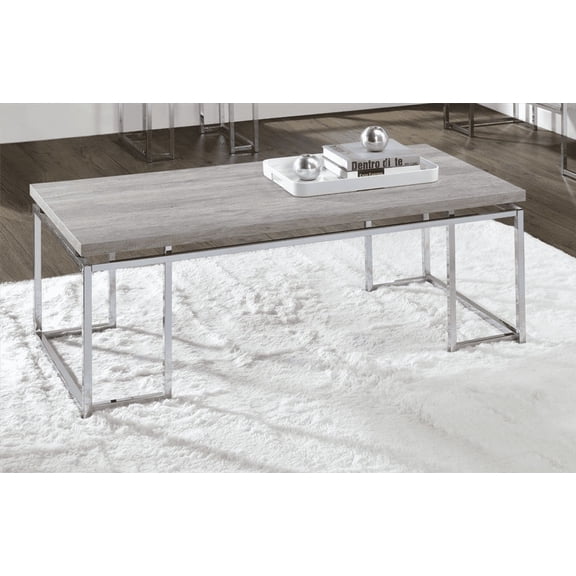 Chafik Coffee Table with Natural Oak & Chrome Finish for Living Spaces