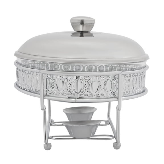 Chafing Dish, 2L Silver Oval Egg Chafer, Stainless Steel with Glass Lid, Alcohol Burner, Anti-Scald Base, Rust Proof, for Home Buffet Catering