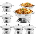 thumbnail image 1 of Chafing Dish for Buffet, 8 Pack 6 QT Stainless Steel Chafing Servers Food Warmer Sets with Trays Pan Lid Folding Frame Stand for Kitchen Party Banquet Dining, 1 of 9