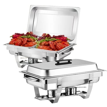2 Pack Chafing Dishes For Buffet - 5QT Food Warmers With Stone-Coated Pans For Catering & Events