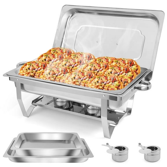 Chafing Dish Buffet Set, 13QT Stainless Steel Chafing Dishes for Buffet, Chafers and Buffet Warmers Sets for Parties, Events, Wedding, Camping, Dinner
