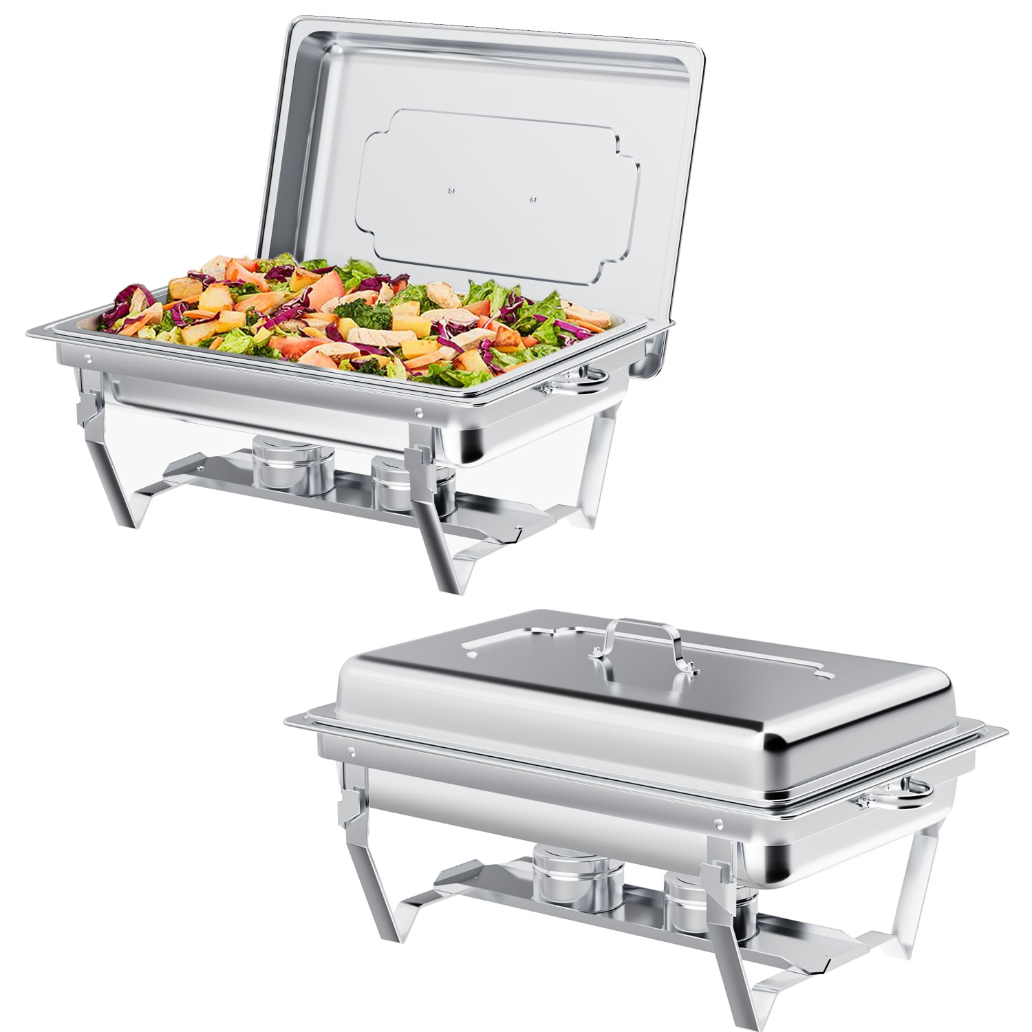 Chafing Dish Buffet Set 2 Pack, TINANA 8QT Stainless Steel Chafing Dishes for Buffet, Chafers and Buffet Warmers Sets for Parties, Events, Wedding, Camping, Dinner - image 1 of 8