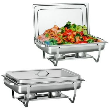 Chafing Dish Buffet Set 2 Pack,Vipsafe 8QT Rectangle Stainless Steel Chafing Dishes for Buffet Camping Weddings Parties