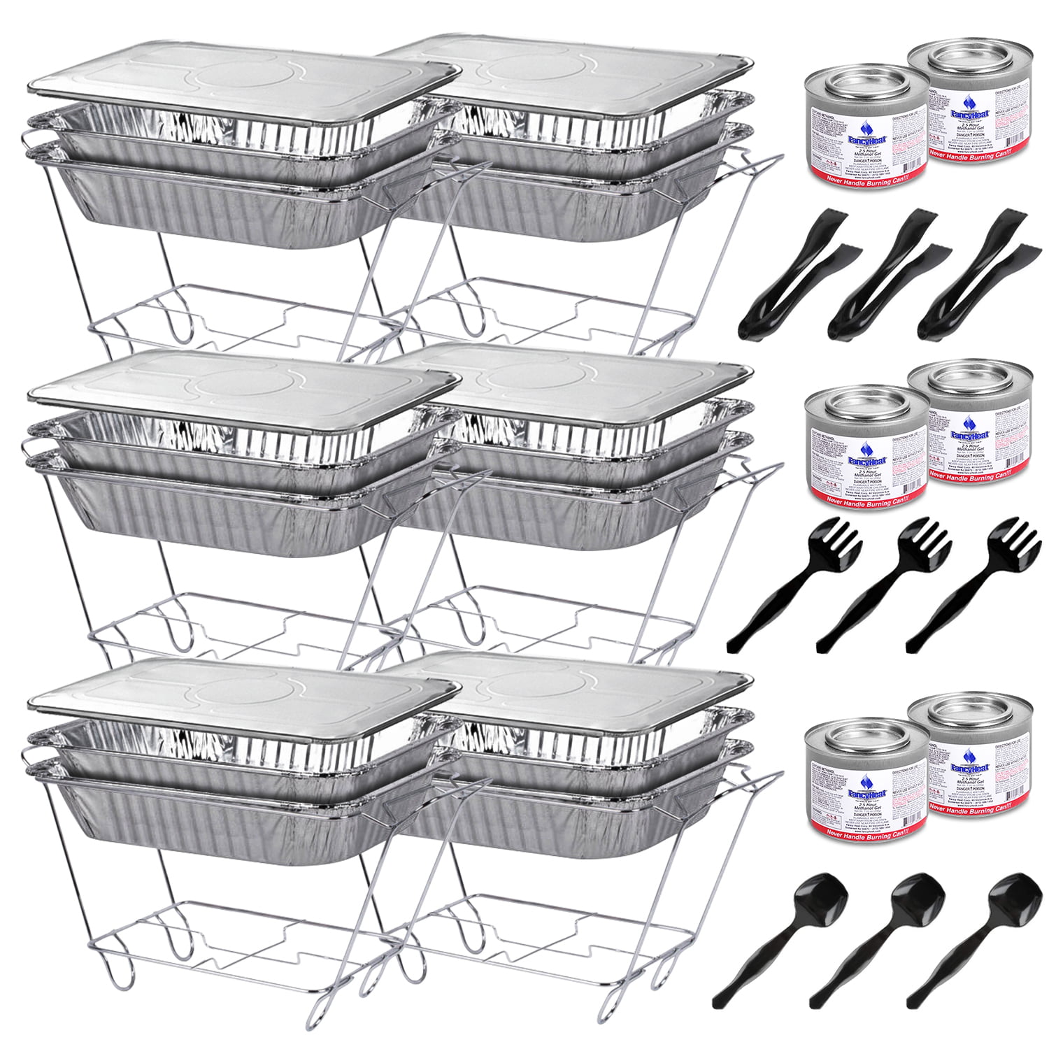 MAXYGIFT Disposable chafing Dish Buffet Set, Food Warmers for Parties,  complete 33 Pcs of chafing Servers with covers, catering Supplies