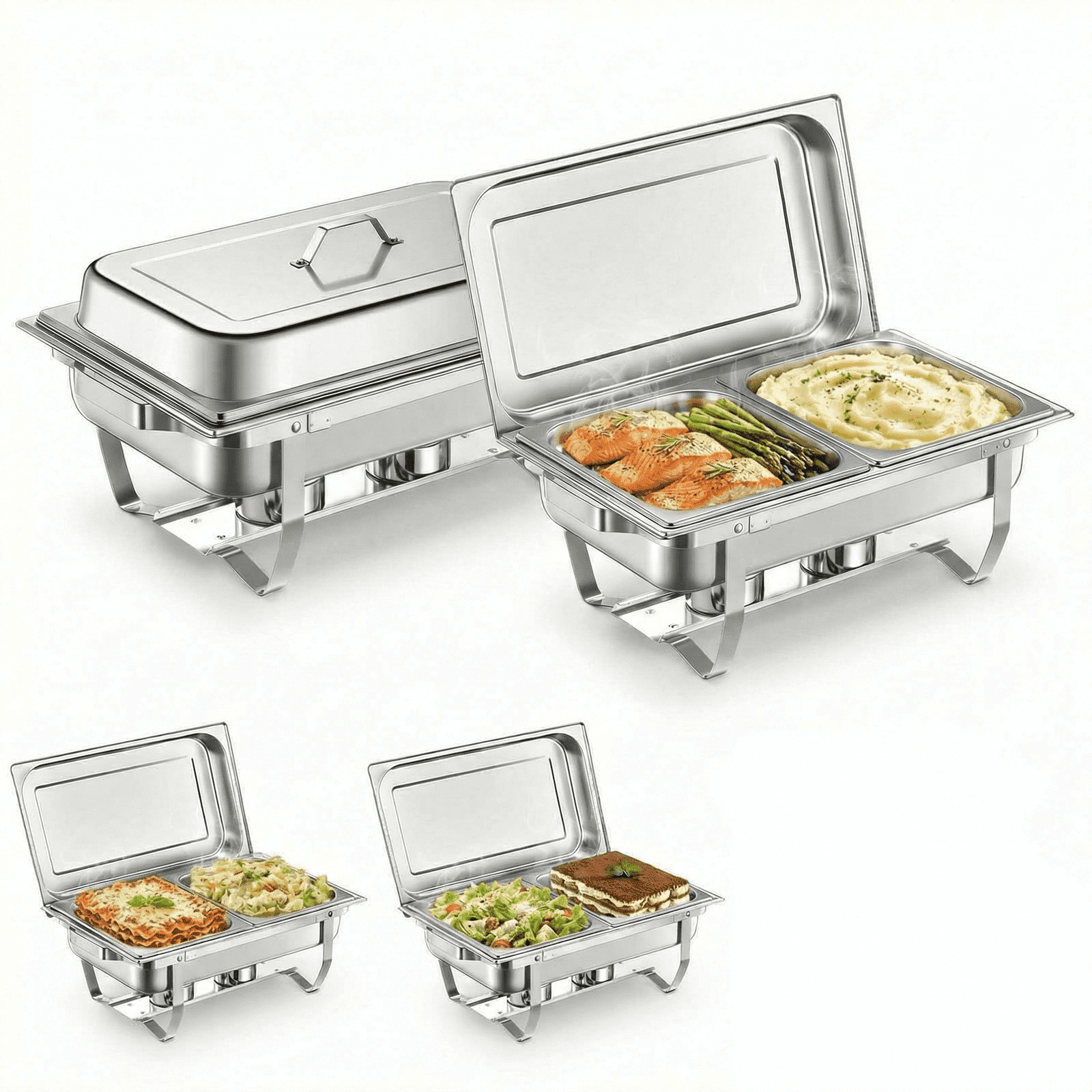 Chafing Dish Buffet Set 4 Pack, 9.5QT Stainless Steel Chafing Dish ...