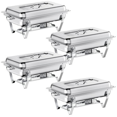 Chafing Dish Buffet Set 4 Pack Full Size, Jacgood 8QT Stainless Steel Chafing Dishes for Buffet, Chafers and Buffet Warmers Sets for Parties, Events, Wedding, Camping, Dinner