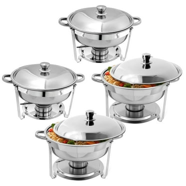 Chafing Dish Buffet Set 4 Pack, Jacgood 5QT Stainless Steel Chafing Dishes for Buffet with Lid, Round Chafers and Buffet Warmers Sets for Parties, Events, Wedding, Camping, Dinner