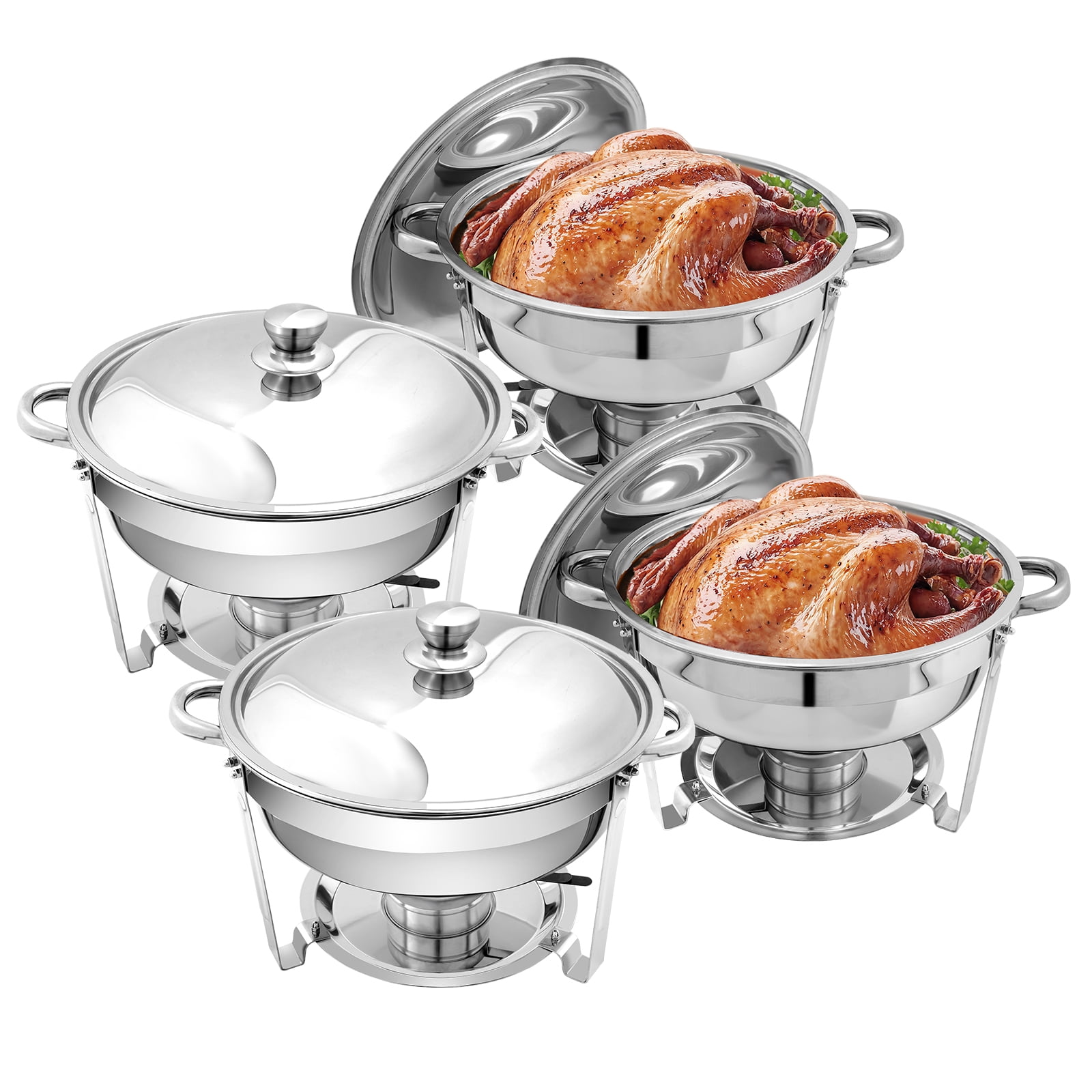 TINANA 5QT Stainless Steel Chafing Dish Buffet Set – 4-Pack Round Warmers